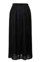 Oasap Pleated Ankle Length Black Skirt