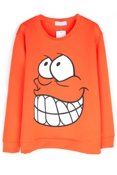 Oasap Orange Cartoon Print Sweatshirt