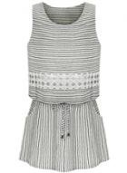 Oasap Women's Casual Sleeveless Drawstring Waist Striped Mini Dress