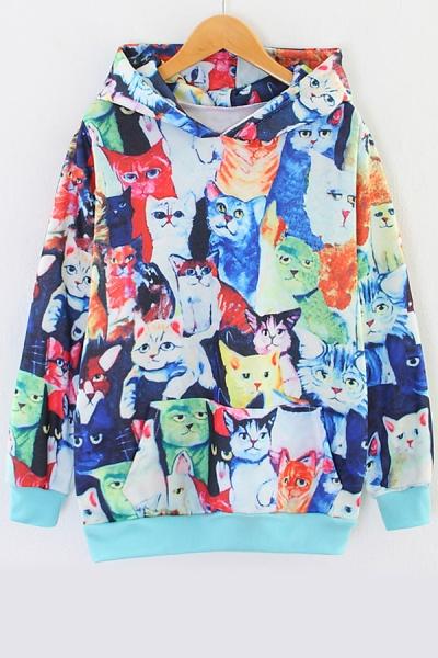 Oasap Cute Cat Fleece Hoodie