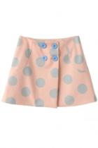 Oasap Sweet Circles Print Button Deco A-line Skirt