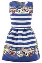 Oasap Sweet Blue White Striped Dress