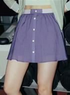Oasap High Waist Single Breasted Mini A-line Skirt