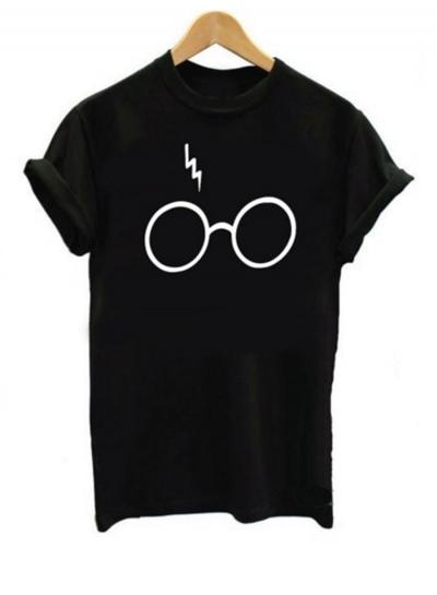Oasap Fashion Short Sleeve Sunglasses Printed Tee