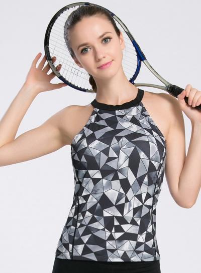 Oasap Women's Geo Printed Sports Vest With Removable Pads