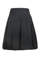 Oasap Metal Button Embellished Pleated Skirt