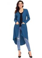 Oasap Navy Blue Ribbed Long Cardigan With Pockets