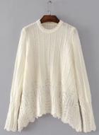 Oasap Round Neck Long Sleeve Solid Asymmetric Sweaters