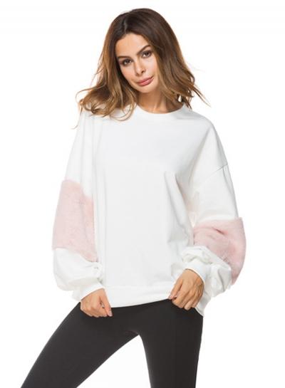 Oasap Long Sleeve Color Block Loose Sweatshirt