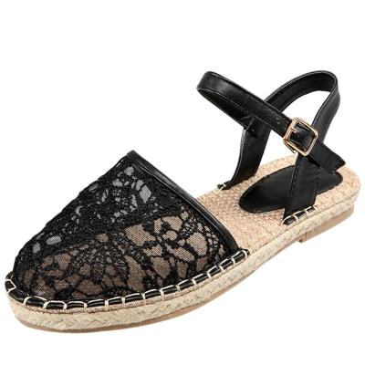 Oasap Lace Cochet Hollow Out Flat Sandals