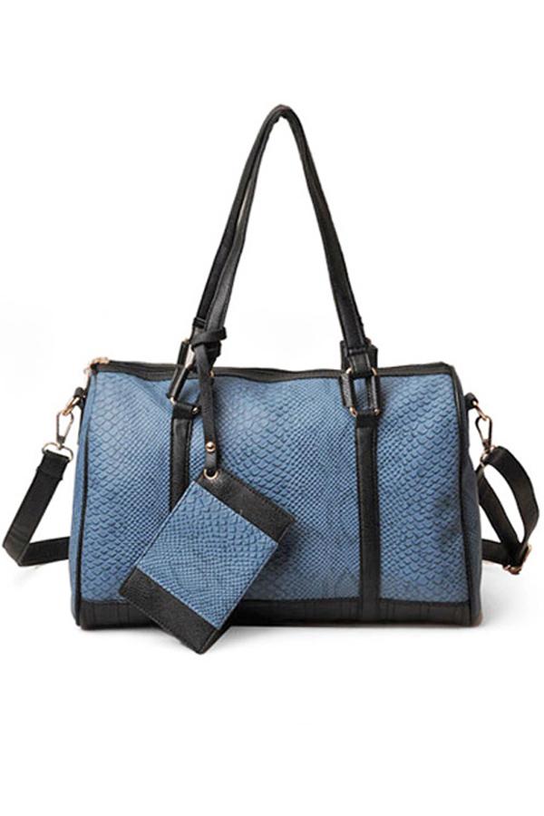 Oasap Crocodile Skin Pattern Shoulder Bag With Son Bag