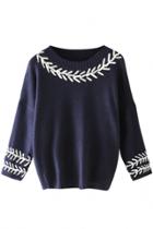 Oasap Sweet Round Neck Crochet Long Sleeve Pullover Sweater