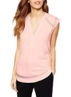 Oasap Women's Mesh Paneled V Neck Sleeveless Asymmetric Blouse