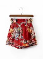 Oasap High Waist Floral Print Shorts