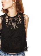 Oasap Black Lace Panel Tank