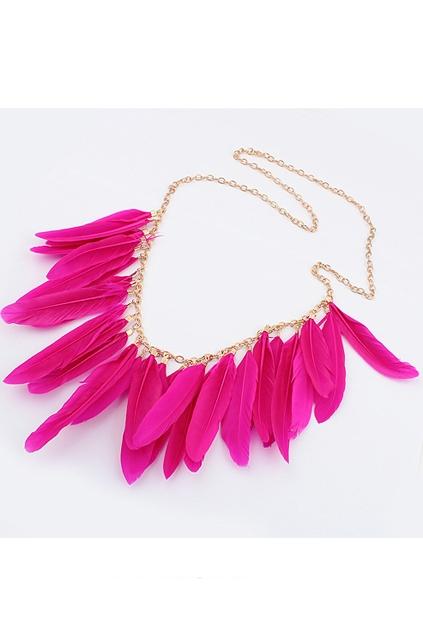 Oasap Colored Feather Pendant Necklace