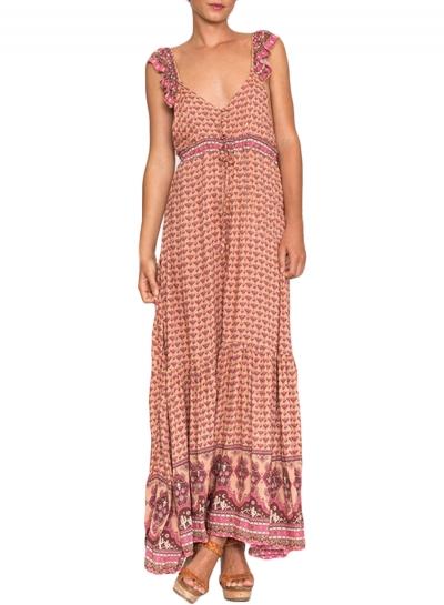 Oasap Women's Boho Sleeveless Open Back Print Front Split Maxi Dress