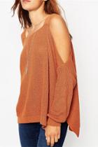 Oasap Chic Simple Color Off-the-shoulder Pullover Sweater
