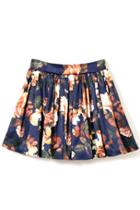 Oasap Vintage Floral Print High Waisted A-line Skirt