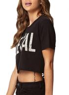 Oasap Women's Letter Graphic Cut-out Back Knit Tee