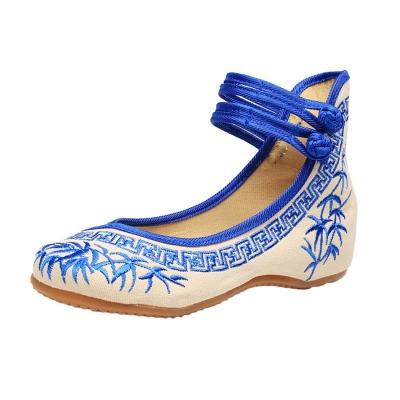 Oasap S Old Beijing Embroidery Double Ankel Strap Wedge Heel Shoes