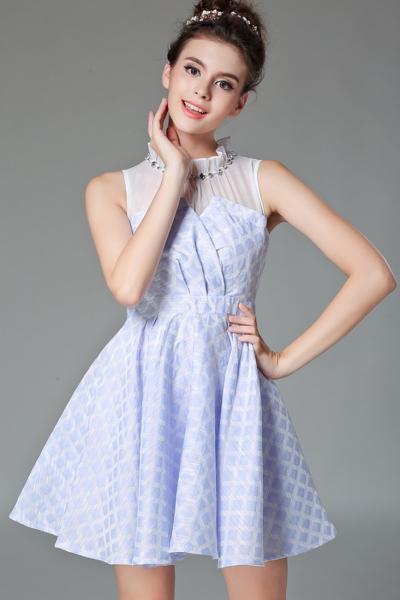 Oasap Sweet Flouncing Neckline Chiffon A-line Dress