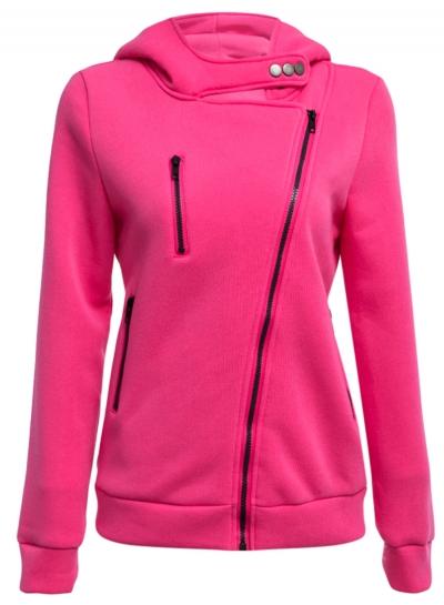 Oasap Fashion Solid Slant Zipper Hoodie
