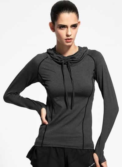 Oasap Women's Long Sleeve Drawstring Hooded Sports Top