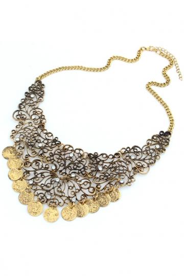 Oasap Antique Coined Pattern Bib Necklace