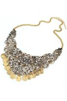 Oasap Antique Coined Pattern Bib Necklace