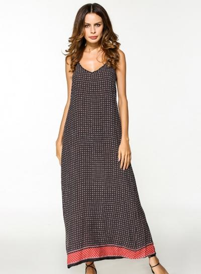 Oasap Spaghetti Strap V Neck Sleeveless Geometric Print Dress