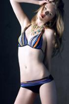 Oasap Bead Embellished Striped Halterneck Bikini