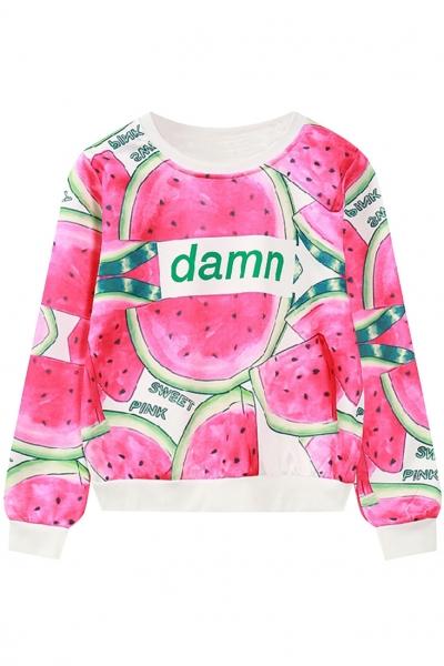 Oasap Fancy Watermelon Printing Sweatshirt