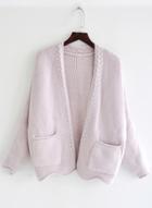Oasap Fashion Solid Long Sleeve Knit Cardigan With Pocket