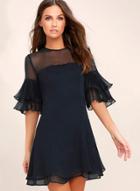 Oasap Fashion Ruffle Sleeve Solid Mini Dress