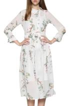 Oasap Women's Casual Foral Printing Chiffon Midi Dress With Lining