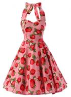 Oasap Women's Vintage Strawberry Print Halter A-line Dress