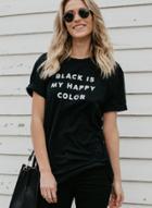 Oasap Summer Concise Short Sleeve Round Neck Tee Shirt With Letters