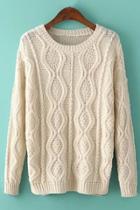 Oasap Sweet Solid Ribbed High Low Sweater