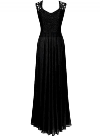 Oasap Women's Chic Lace Paneled V Neck Slim Fit Dress