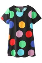 Oasap Polka Dots Print Summer Mini Dress