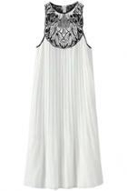 Oasap Graceful Embroidered White Shift Chiffon Tank Dress