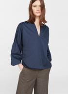 Oasap Solid Color V Neck Flare Sleeve Loose Blouse