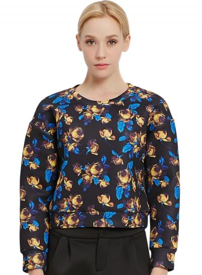Oasap Women's Floral Graphic Round Neck Knit Sweatshirt