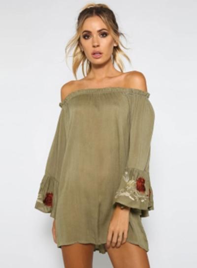 Oasap Off The Shoulder Long Sleeve Loose Mini Dress