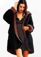 Oasap Open Front Long Sleeve Berber Fleece Hooded Coat