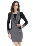 Oasap V Neck Long Sleeve Color Splicing Pullover Dress