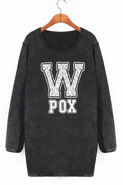 Oasap W Pox Graphic Wash Sweatshirt