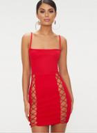Oasap Sexy Spaghetti Strap Off The Shoulder Lace-up Bodycon Dress