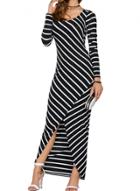 Oasap Round Neck Long Sleeve Striped Maxi Dresses
